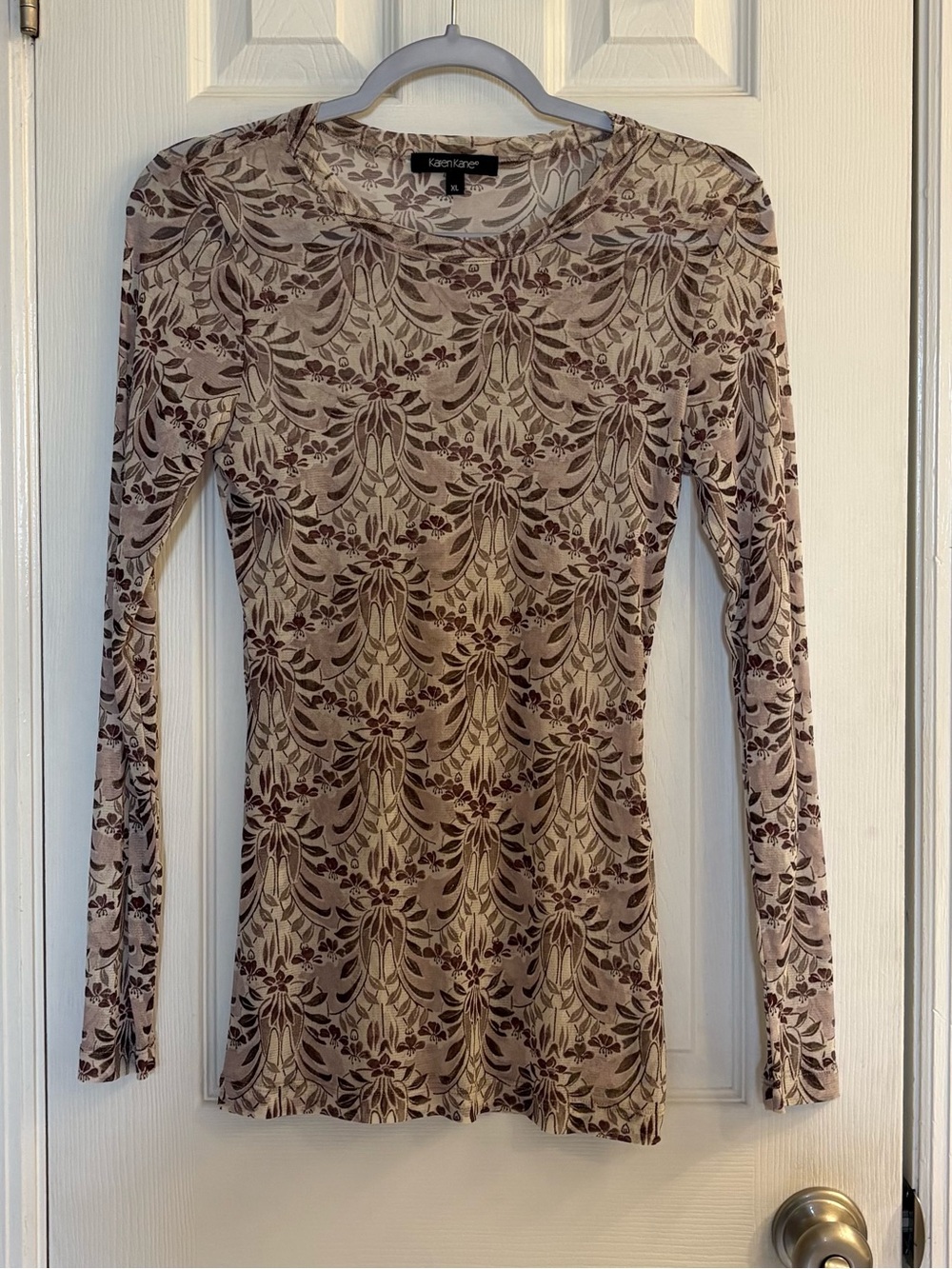 Vintage Ladies Karen Kane Long Sleeve Mesh Shirt Size Extra Large.